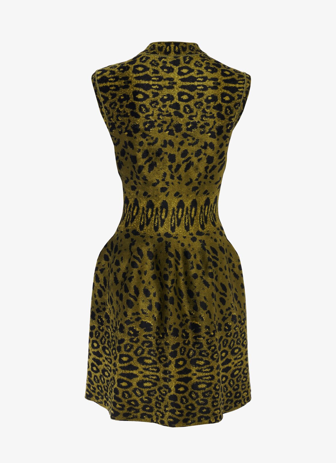 Zip-up dress in leopard velvet ALAÏA BLACK/GREEN ZIP-UP DRESS IN LEOPARD VELVET